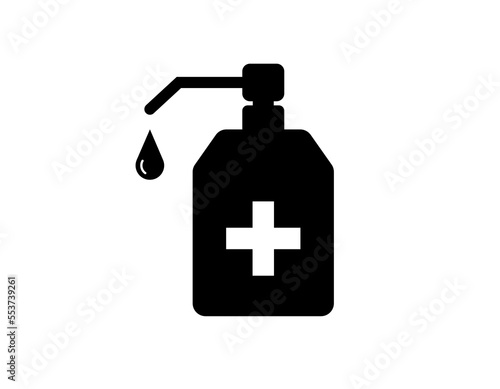 Antiseptic icon. Hand care concept against viruses and bacteria. Vector liquid soap for personal hygiene on white background