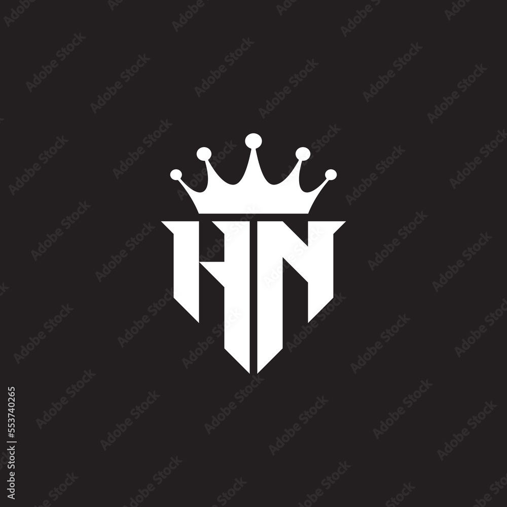 HN or NH logo monogram symbol shield with crown shape design vector HN or NH logo monogram symbol shield with crown shape design vector