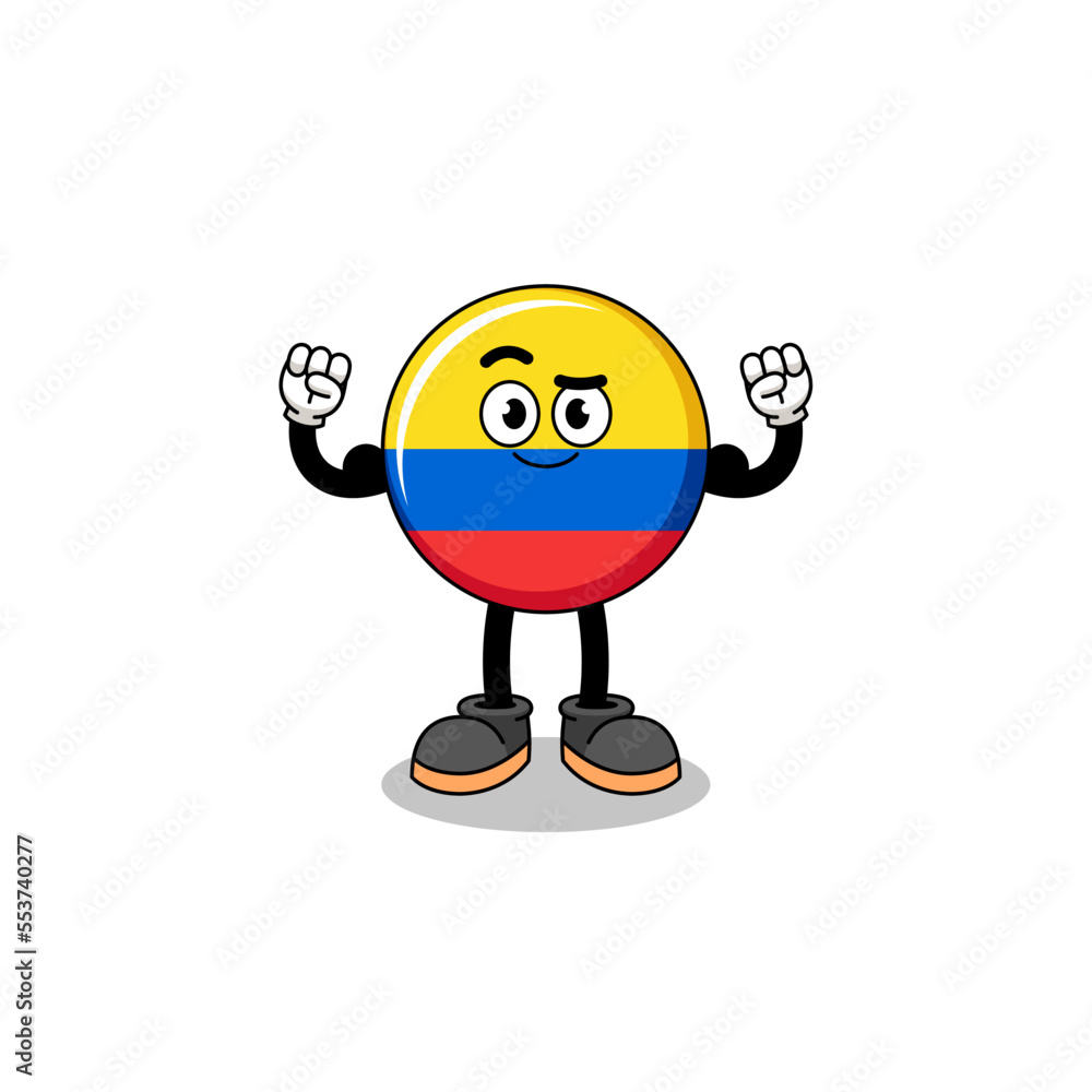 Mascot cartoon of colombia flag posing with muscle Mascot cartoon of colombia flag posing with muscle