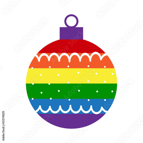 Rainbow LGBT christmas ball decoration with ornament
