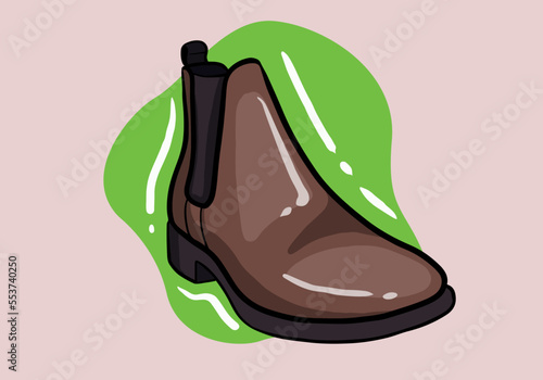 Hand drawn winter men boot. Flat Winter boot design for web, print, t-shirt and mobile. shoe boot illustration