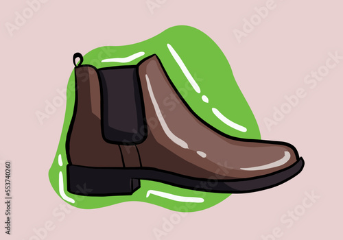 Hand drawn winter men boot. Flat Winter boot design for web, print, t-shirt and mobile. shoe boot illustration