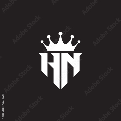 HN or NH logo monogram symbol shield with crown shape design vector