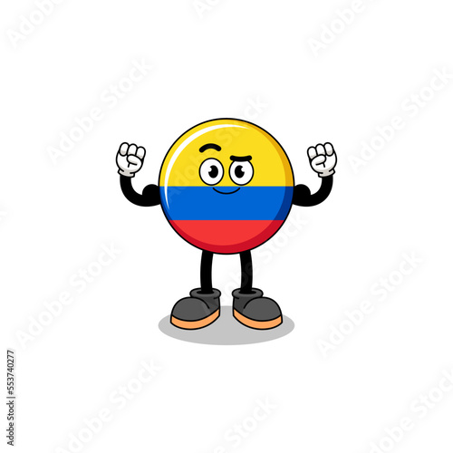 Mascot cartoon of colombia flag posing with muscle
