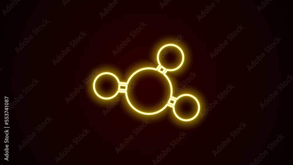 Glowing neon line Molecule icon isolated on black background. Structure of molecules in chemistry, science teachers innovative educational poster. 4K Video motion graphic animation Glowing neon line Molecule icon isolated on black background. Structure of molecules in chemistry, science teachers innovative educational poster. 4K Video motion graphic animation
