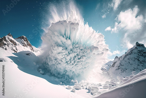 Photographie An avalanche comes crashing down generative ai