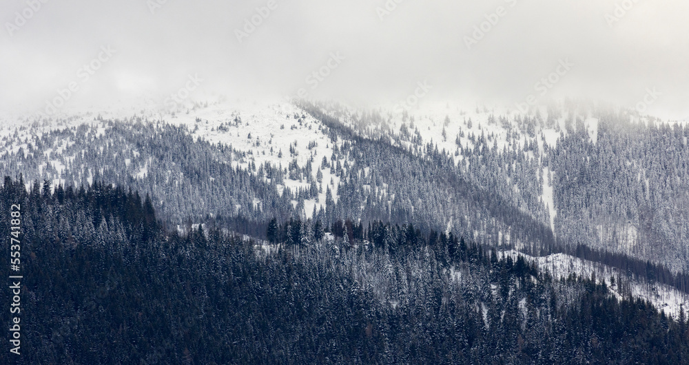 snow covered mountains, rugged landscape, west Tatras, Slovakia