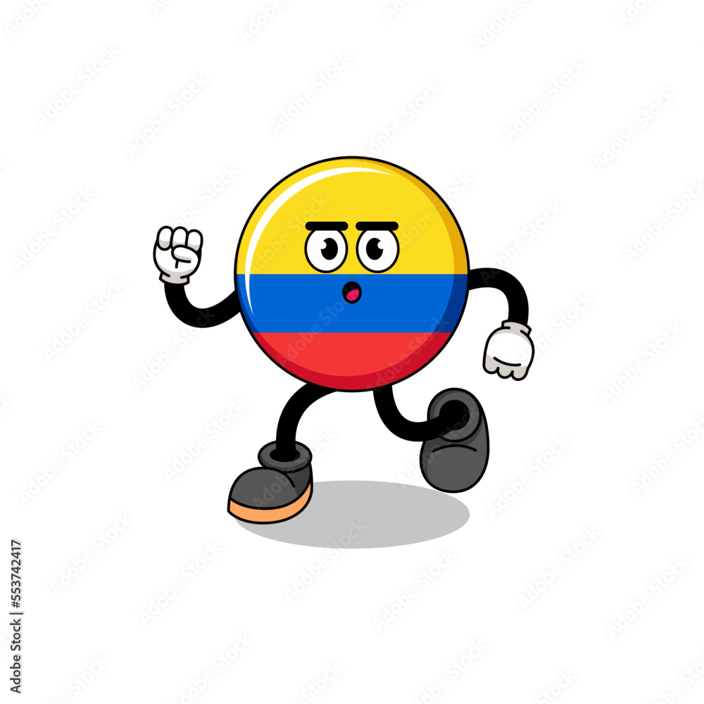 running colombia flag mascot illustration running colombia flag mascot illustration