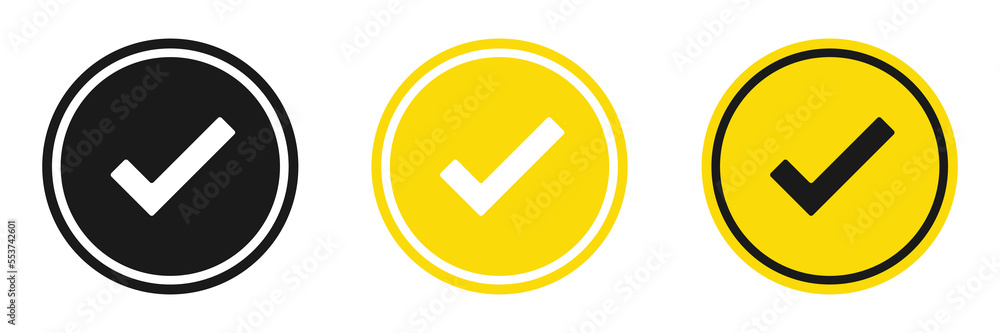 Check mark icon set. Vector illustration isolated on white background Check mark icon set. Vector illustration isolated on white background