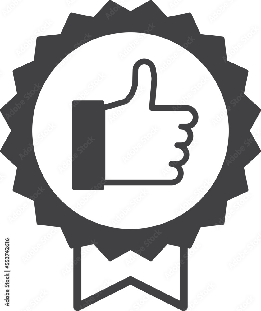 Medal and thumb illustration in minimal style Medal and thumb illustration in minimal style