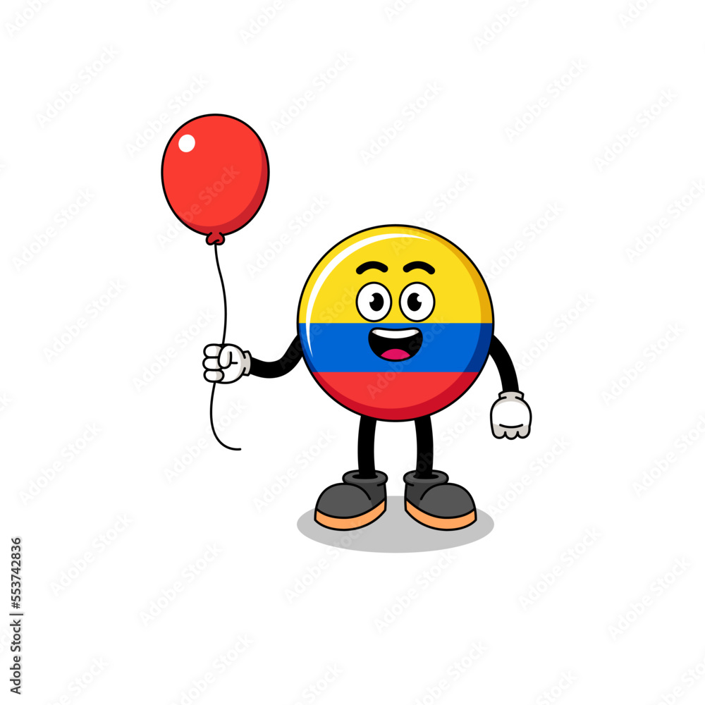 Cartoon of colombia flag holding a balloon Cartoon of colombia flag holding a balloon