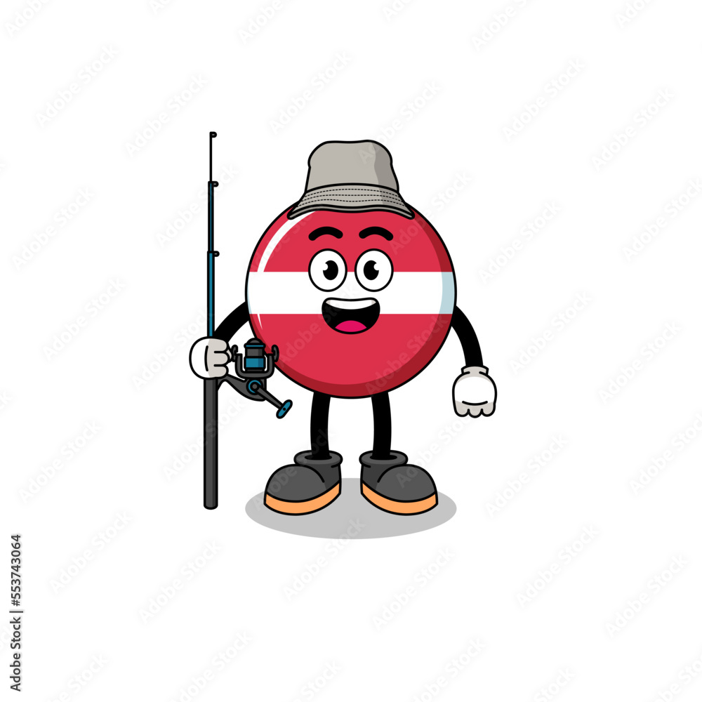 Mascot Illustration of latvia flag fisherman Mascot Illustration of latvia flag fisherman