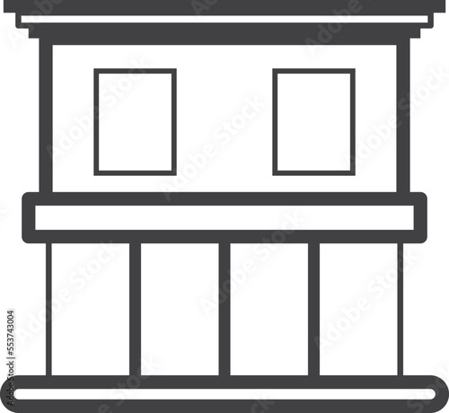 Fotografi two storey house building illustration in minimal style