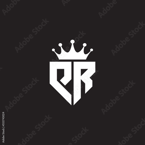 PR or RP logo monogram symbol shield with crown shape design vector