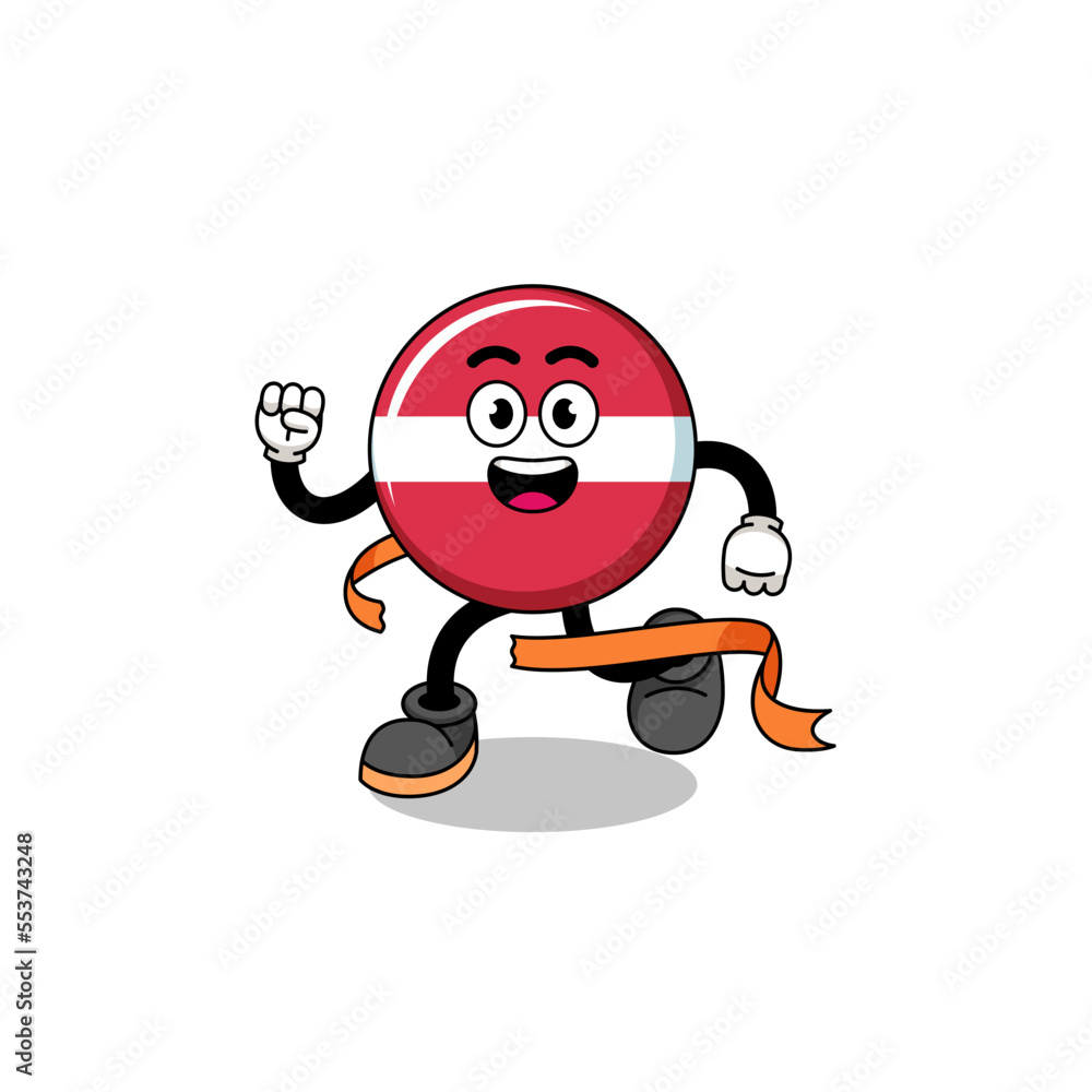 Mascot cartoon of latvia flag running on finish line Mascot cartoon of latvia flag running on finish line