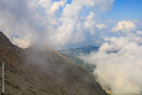 View from the top of Mount Tahtali of Antalya province in Turkey. Popular tourist spot for sightseeing and skydiving