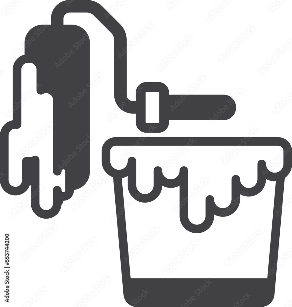 paint bucket illustration in minimal style