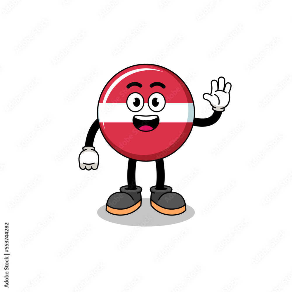 latvia flag cartoon doing wave hand gesture latvia flag cartoon doing wave hand gesture