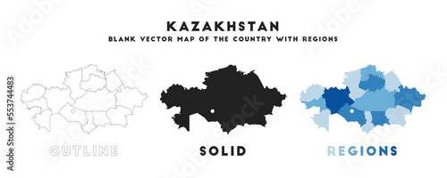 Kazakhstan map. Borders of Kazakhstan for your infographic. Vector country shape. Vector illustration.