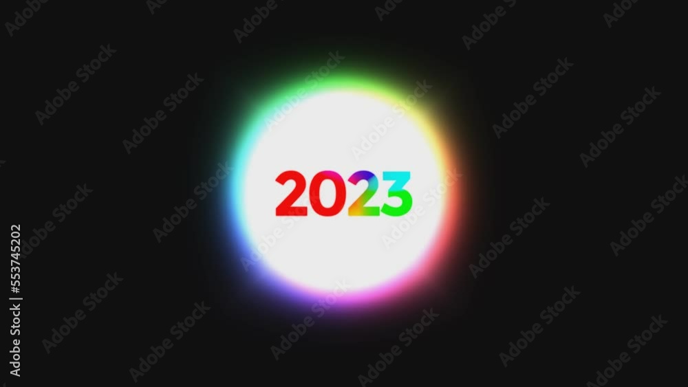 2023 Text Reveal Animation with Neon Glow RGB Glitch Effect on White and Black Background. Suitable for Celebration, Wishes, Events, Message, Holiday, Festival, and Happy New Year. 2023 Text Reveal Animation with Neon Glow RGB Glitch Effect on White and Black Background. Suitable for Celebration, Wishes, Events, Message, Holiday, Festival, and Happy New Year.