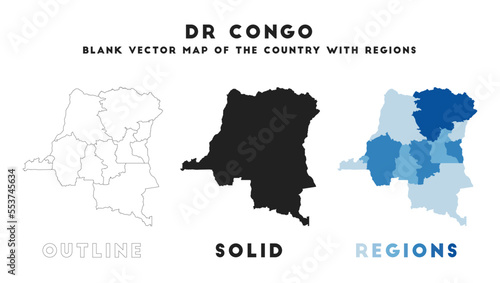 DR Congo map. Borders of DR Congo for your infographic. Vector country shape. Vector illustration.