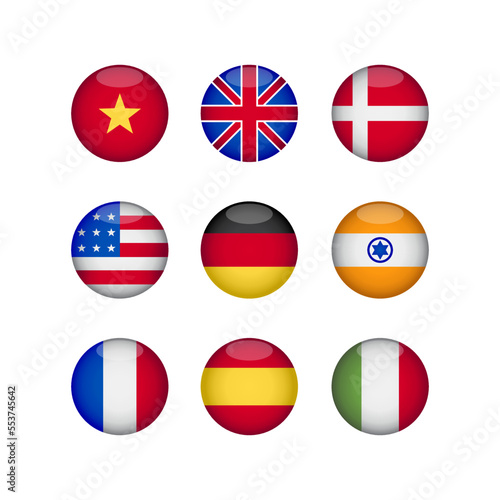 European Flags Icons Set vector design templates
