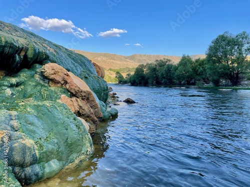 Hot sulfur spring in Mkvari valley  Georgia.