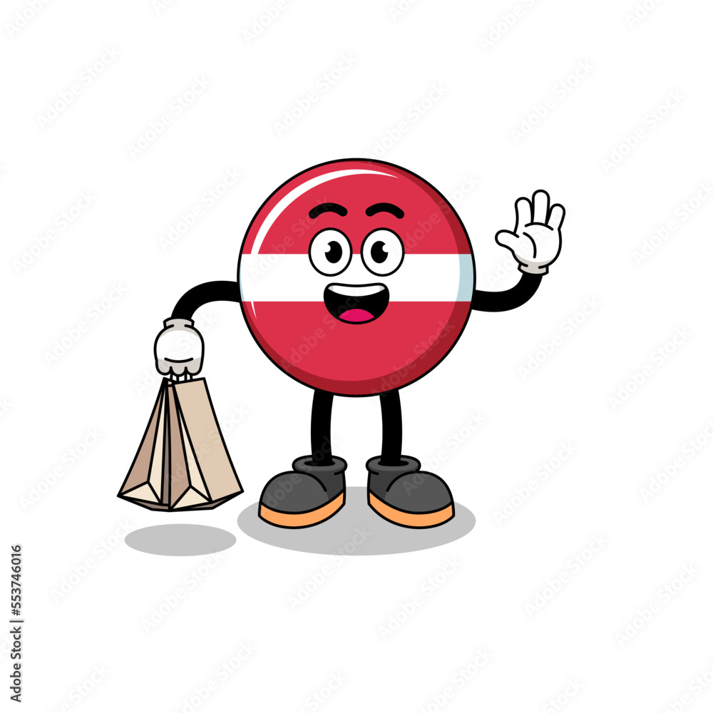 Cartoon of latvia flag shopping Cartoon of latvia flag shopping