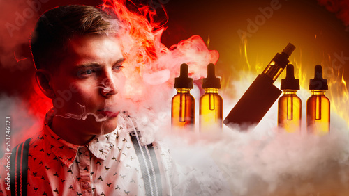 Man vaper. Smoker blows smo...