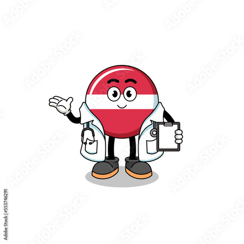 Cartoon mascot of latvia flag doctor