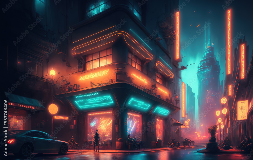 Cyberpunk City, Abstract Illustration, Futuristic City, Dystoptic Artwork  at Night, 4k Wallpaper, Stock Illustration - Illustration of cyber,  building: 253157510