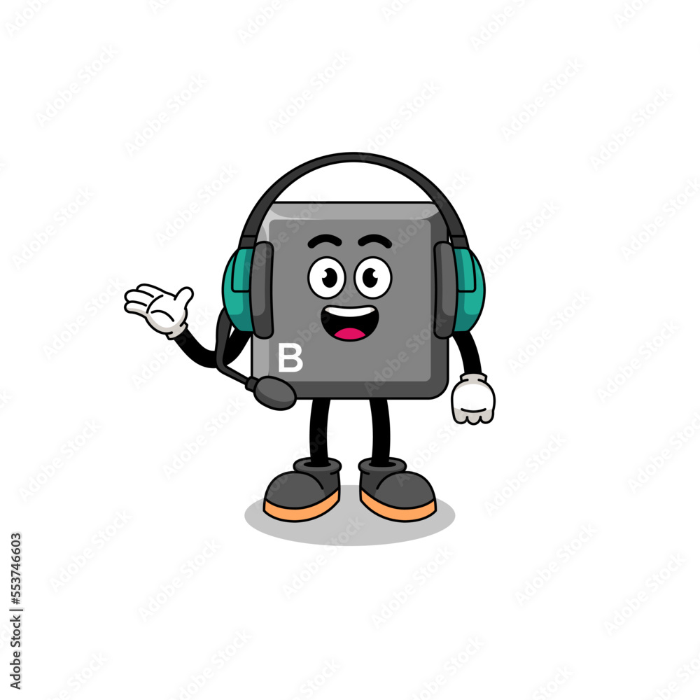 Mascot Illustration of keyboard B key as a customer services Mascot Illustration of keyboard B key as a customer services