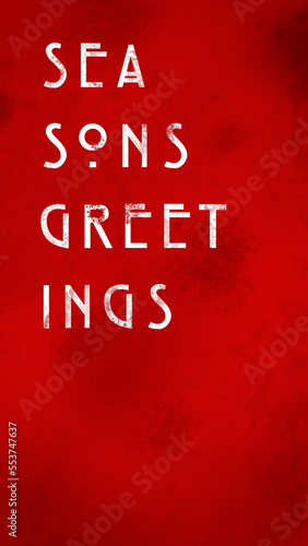 Red Grunge Phone Wallpaper with Seasonal Greeting in Cottage Core Style Text 