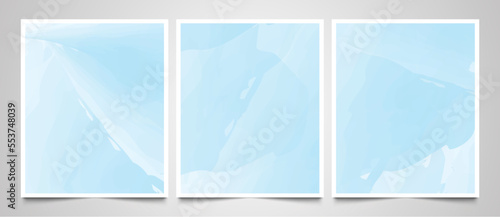 Hand painted abstract watercolor background, sky blue watercolor template invitation card collection.