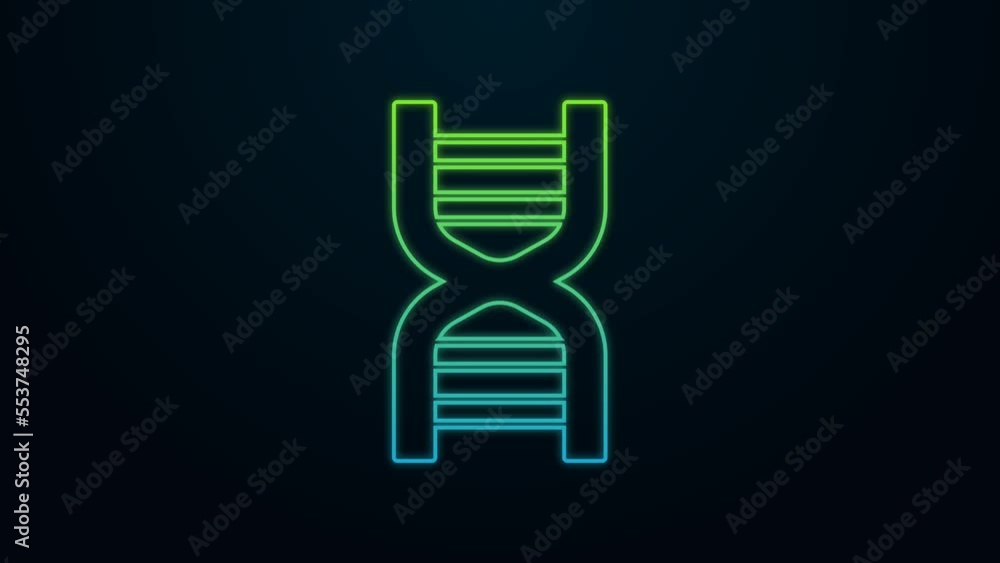 Glowing neon line DNA symbol icon isolated on black background. 4K Video motion graphic animation Glowing neon line DNA symbol icon isolated on black background. 4K Video motion graphic animation