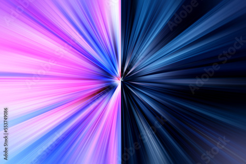 Abstract surface of blur radial zoom in dark blue, lilac and pink tones . Bright colorful background with radial, diverging, converging lines.  