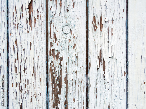 texture of old wood. white paint has come off. Horizontal image.