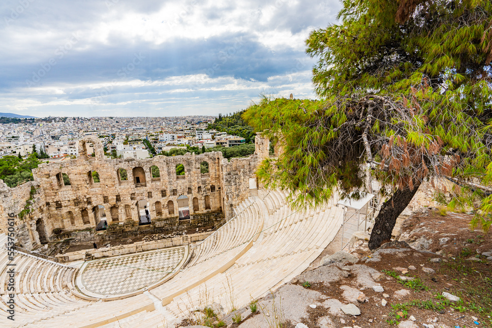 Naklejka premium Greece, Athens, Acropolis, Odeon