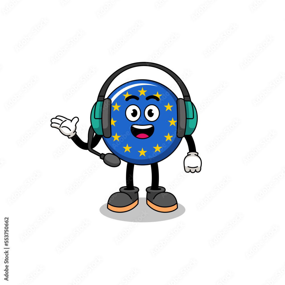 Mascot Illustration of europe flag as a customer services Mascot Illustration of europe flag as a customer services