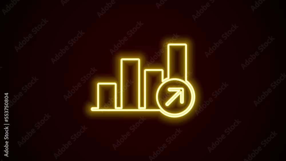 Glowing neon line Financial growth increase icon isolated on black background. Increasing revenue. 4K Video motion graphic animation Glowing neon line Financial growth increase icon isolated on black background. Increasing revenue. 4K Video motion graphic animation