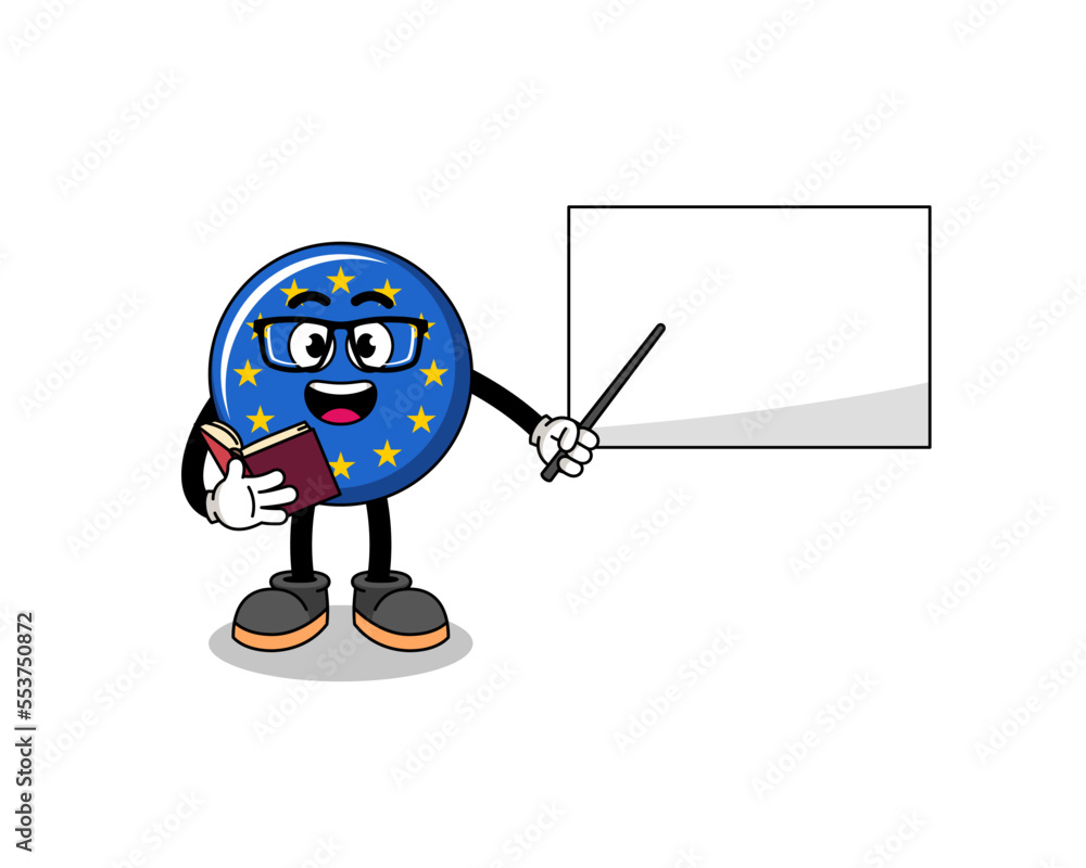 Mascot cartoon of europe flag teacher