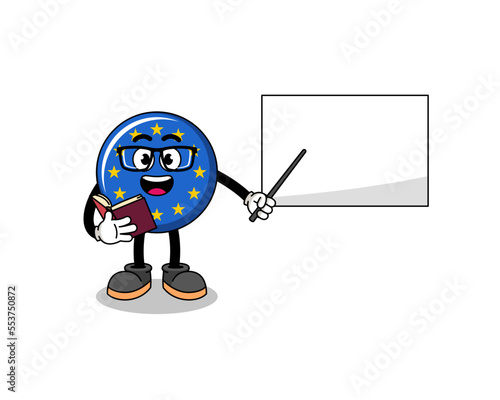 Mascot cartoon of europe flag teacher