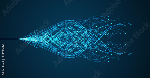 Ai technology. Concept of artificial intelligence. Blue and dots lines. Digital, communication, science, networks