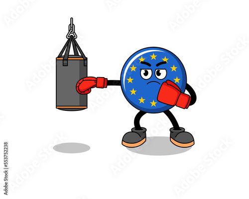 Illustration of europe flag boxer