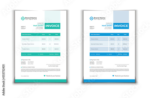 invoice template design in minimal style