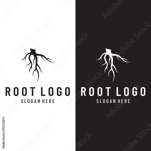 Single and fibrous tree root natural abstract logo creative template design.
