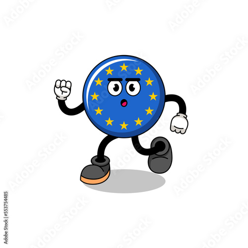 running europe flag mascot illustration