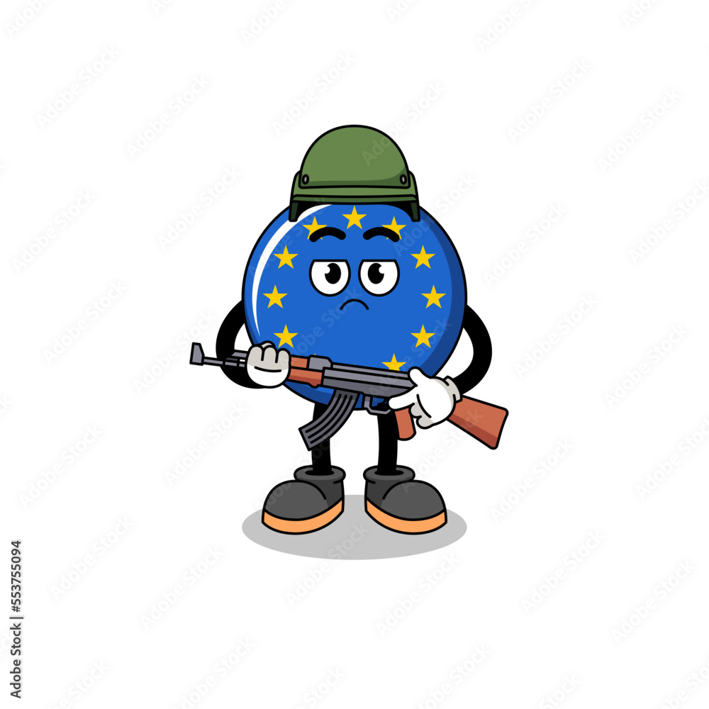 Cartoon of europe flag soldier Cartoon of europe flag soldier