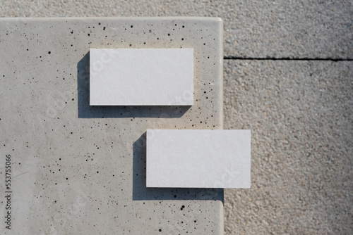 Blank business cards on a concrete background 