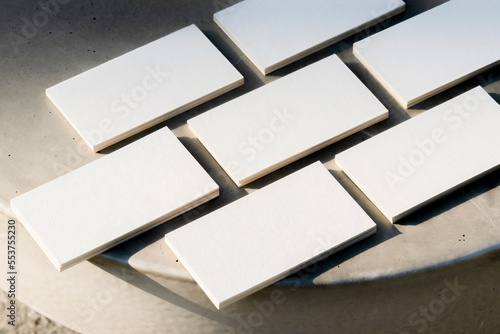 Blank business cards on a concrete background 